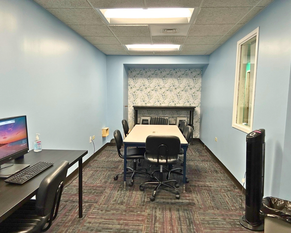 Study room with desk view